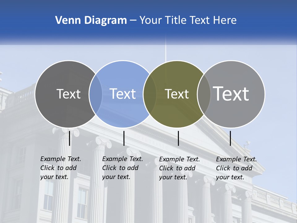 A Building With Columns And A Flag On Top PowerPoint Template