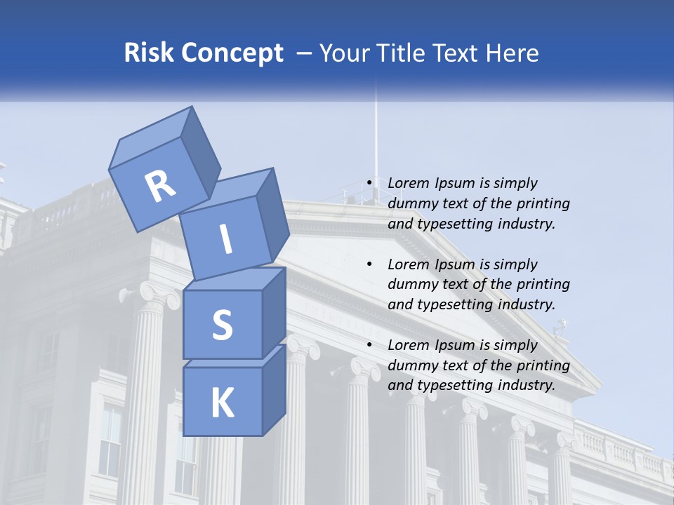 A Building With Columns And A Flag On Top PowerPoint Template