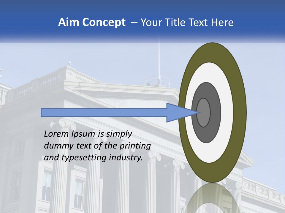 A Building With Columns And A Flag On Top PowerPoint Template