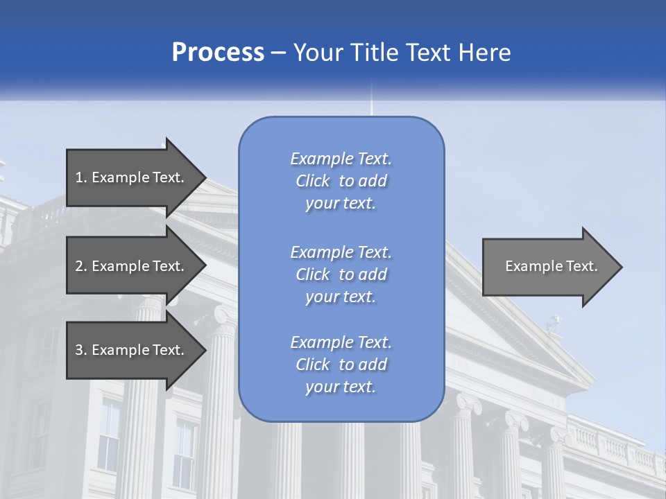 A Building With Columns And A Flag On Top PowerPoint Template