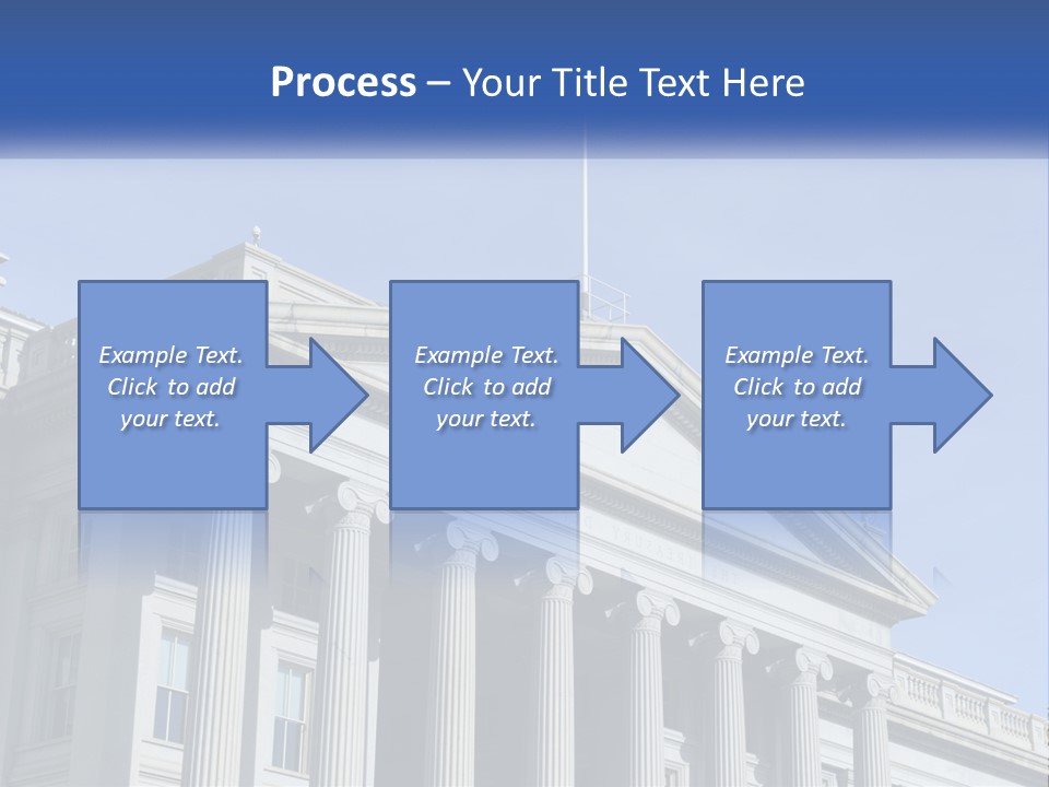 A Building With Columns And A Flag On Top PowerPoint Template