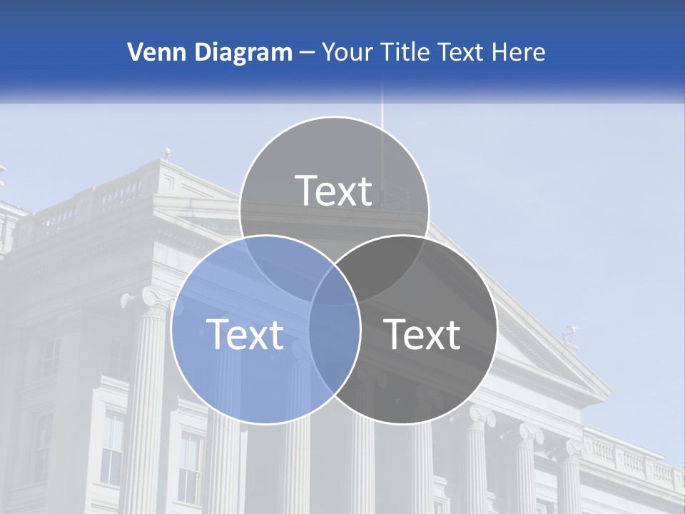 A Building With Columns And A Flag On Top PowerPoint Template