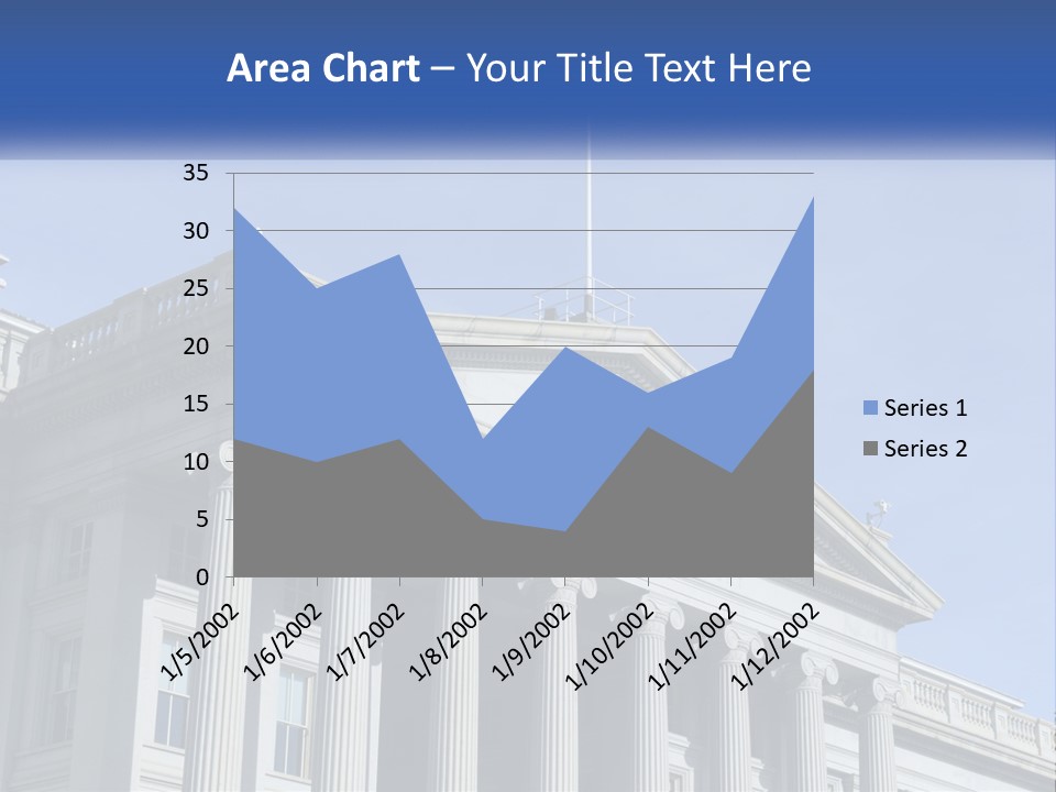 A Building With Columns And A Flag On Top PowerPoint Template