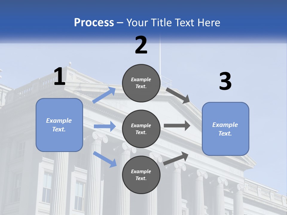 A Building With Columns And A Flag On Top PowerPoint Template