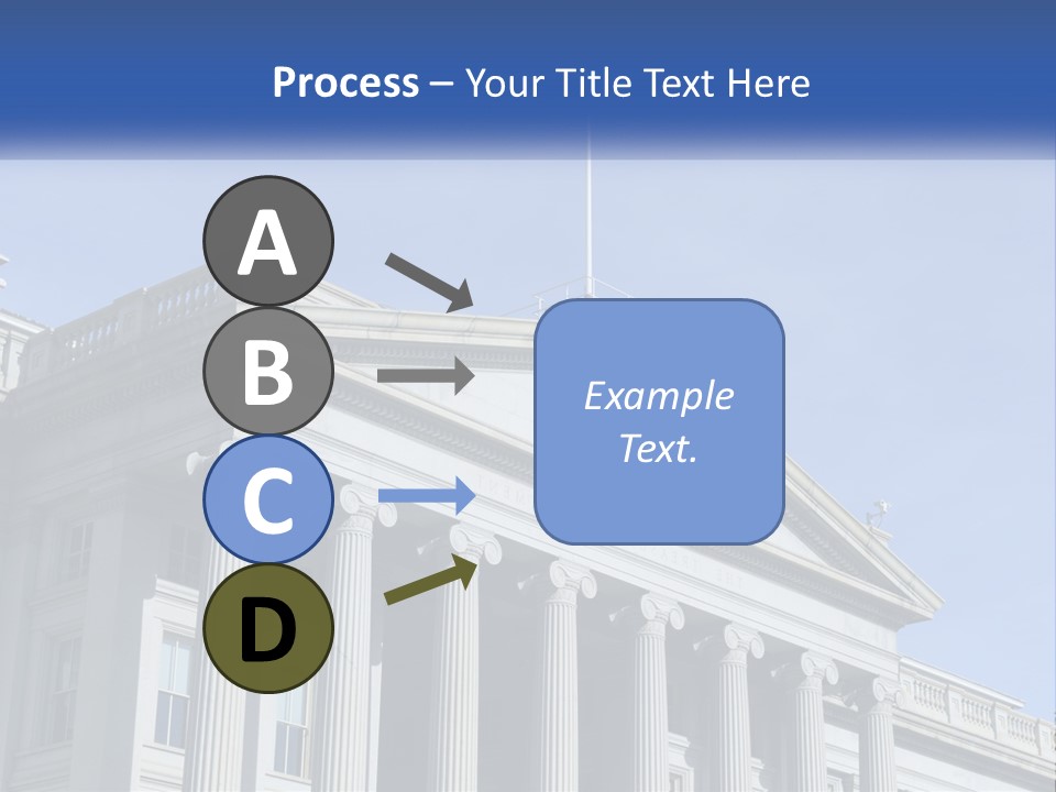 A Building With Columns And A Flag On Top PowerPoint Template