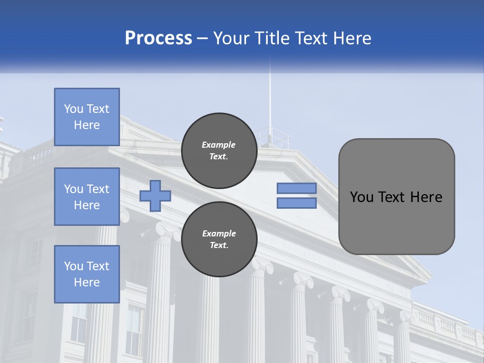 A Building With Columns And A Flag On Top PowerPoint Template
