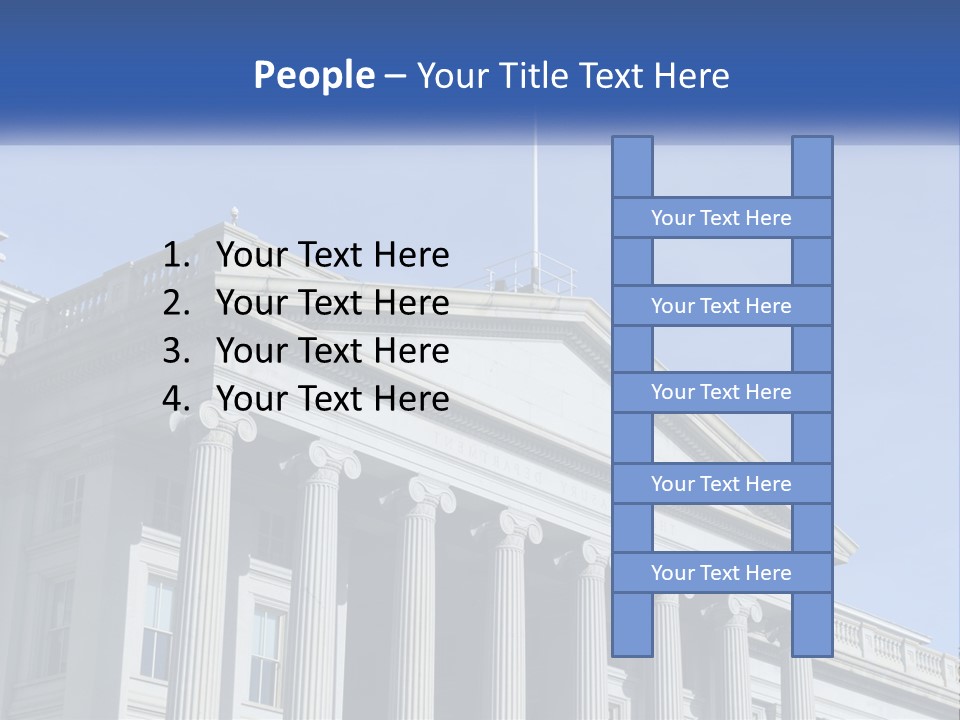 A Building With Columns And A Flag On Top PowerPoint Template