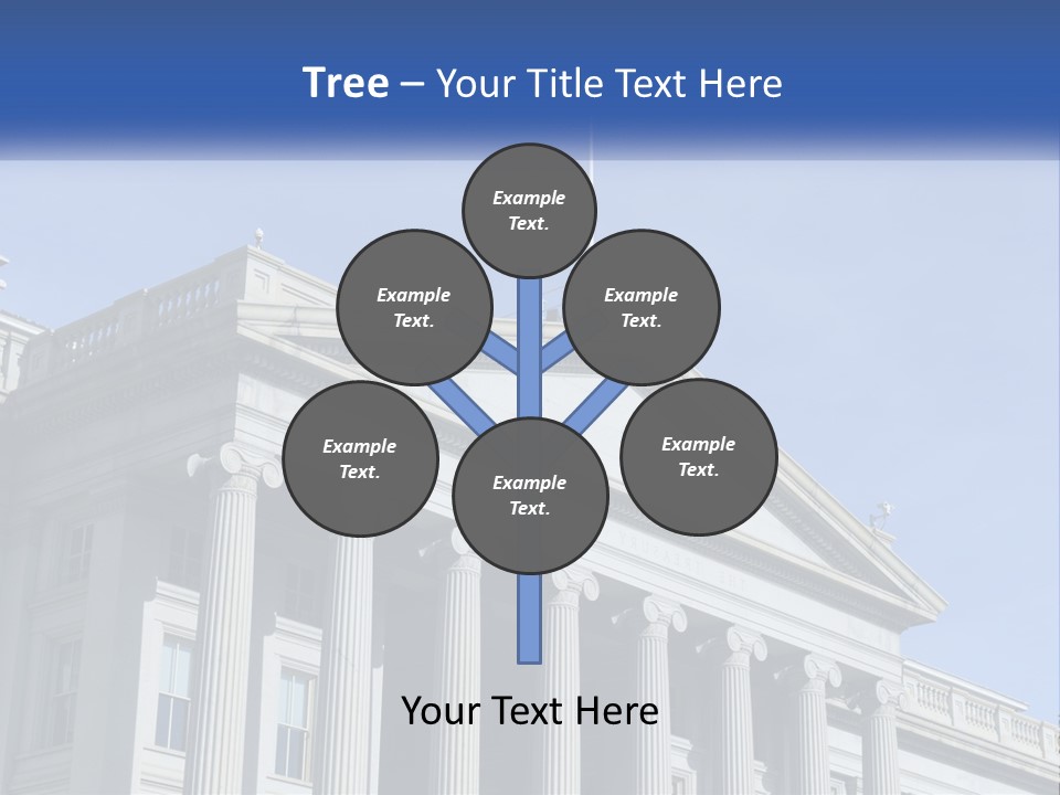 A Building With Columns And A Flag On Top PowerPoint Template