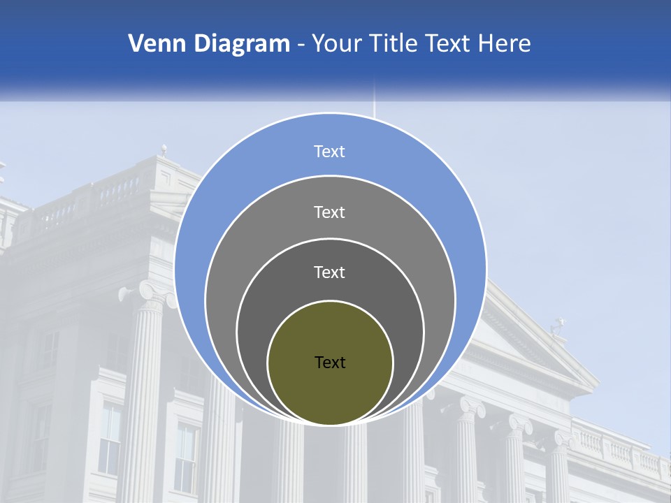 A Building With Columns And A Flag On Top PowerPoint Template