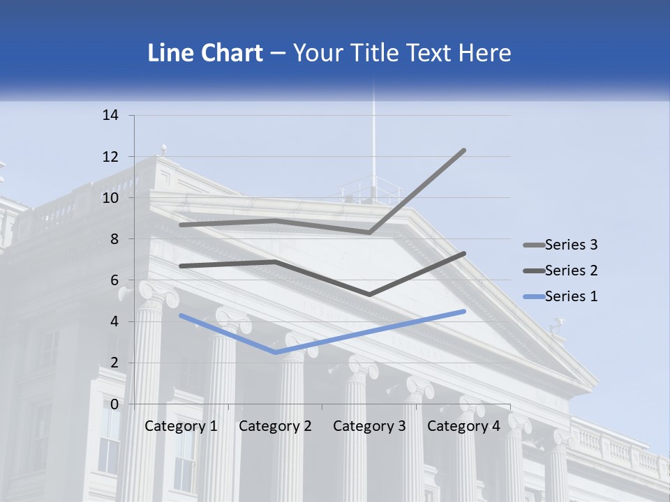 A Building With Columns And A Flag On Top PowerPoint Template