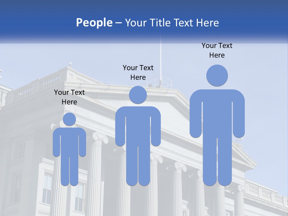 A Building With Columns And A Flag On Top PowerPoint Template