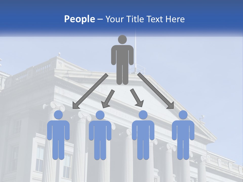 A Building With Columns And A Flag On Top PowerPoint Template