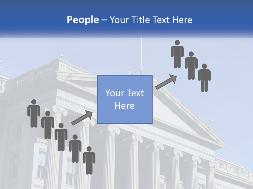 A Building With Columns And A Flag On Top PowerPoint Template