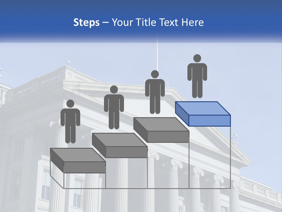 A Building With Columns And A Flag On Top PowerPoint Template