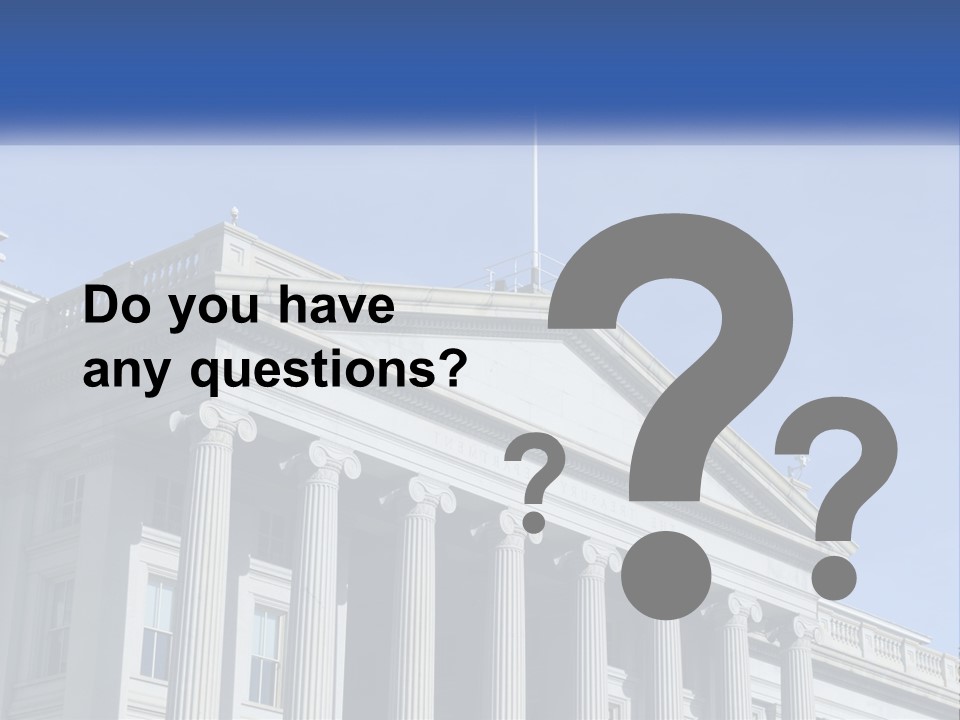 A Building With Columns And A Flag On Top PowerPoint Template