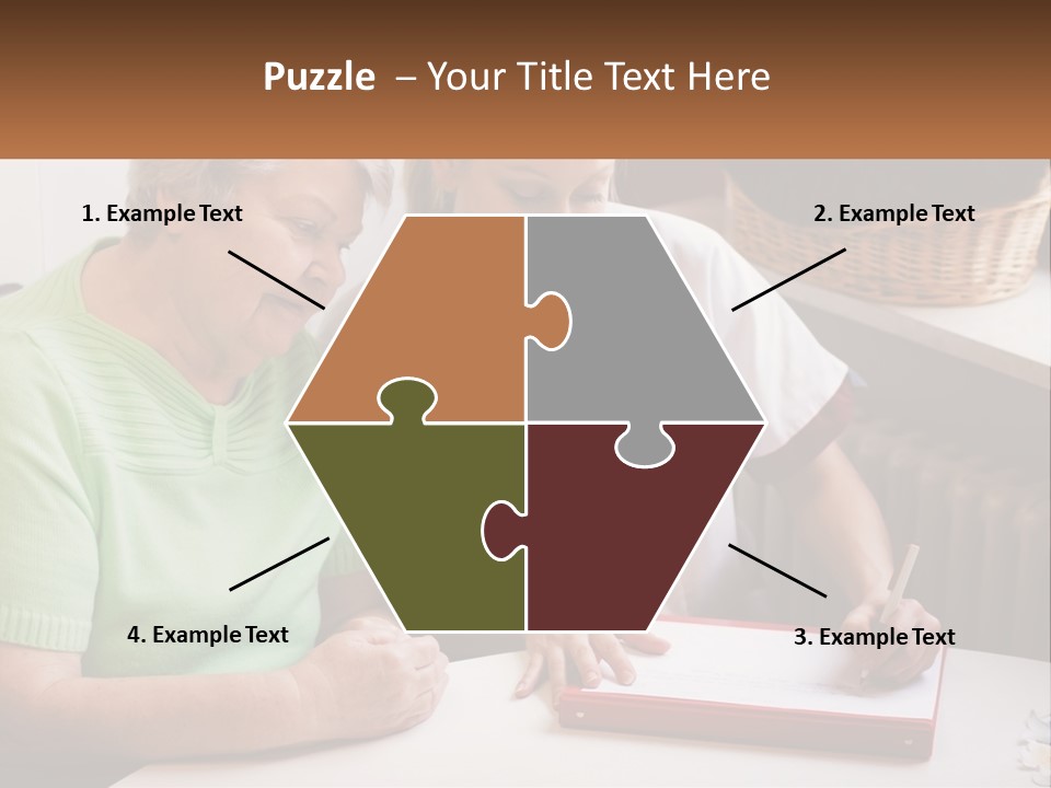 A Woman Sitting Next To A Woman Who Is Writing On A Piece Of Paper PowerPoint Template