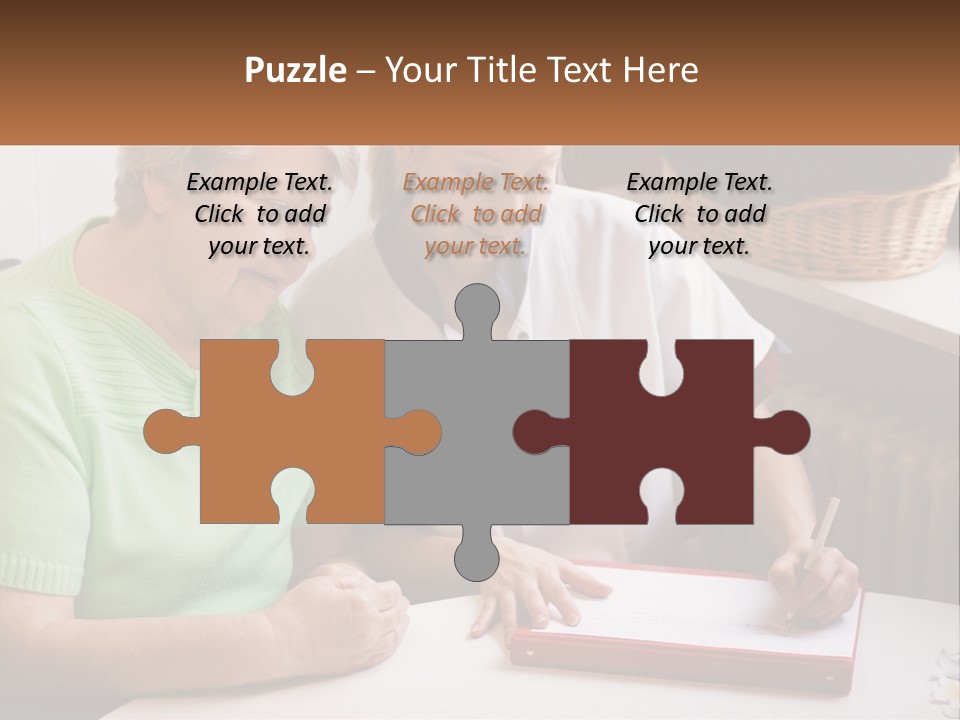 A Woman Sitting Next To A Woman Who Is Writing On A Piece Of Paper PowerPoint Template