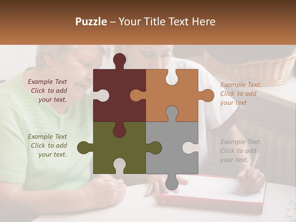 A Woman Sitting Next To A Woman Who Is Writing On A Piece Of Paper PowerPoint Template