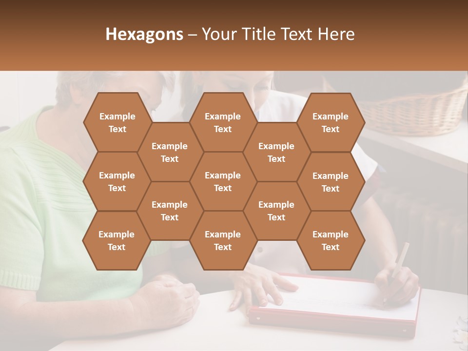 A Woman Sitting Next To A Woman Who Is Writing On A Piece Of Paper PowerPoint Template