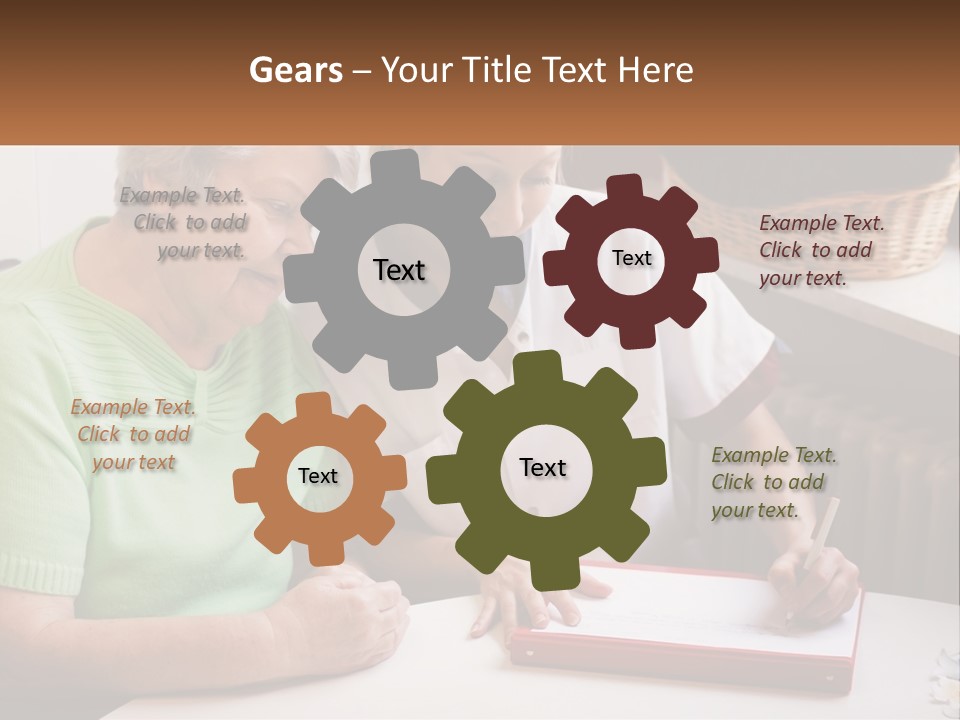 A Woman Sitting Next To A Woman Who Is Writing On A Piece Of Paper PowerPoint Template