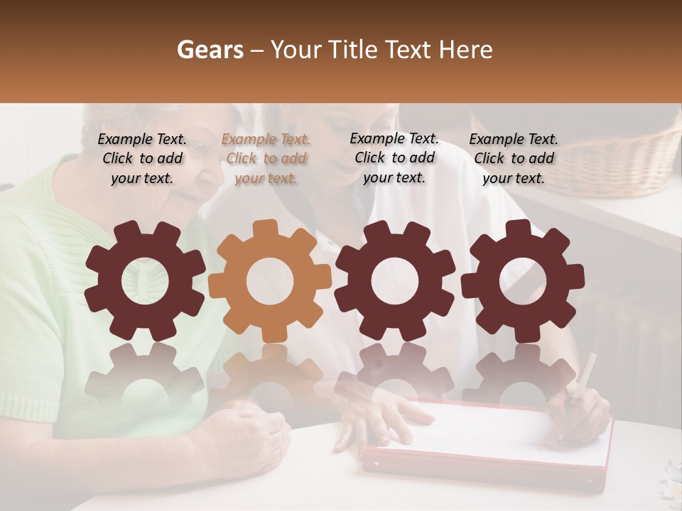 A Woman Sitting Next To A Woman Who Is Writing On A Piece Of Paper PowerPoint Template