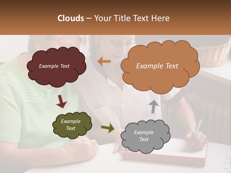 A Woman Sitting Next To A Woman Who Is Writing On A Piece Of Paper PowerPoint Template