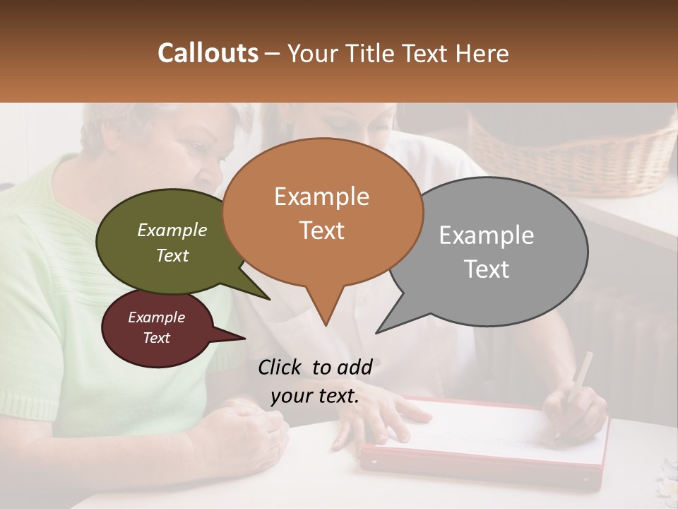 A Woman Sitting Next To A Woman Who Is Writing On A Piece Of Paper PowerPoint Template