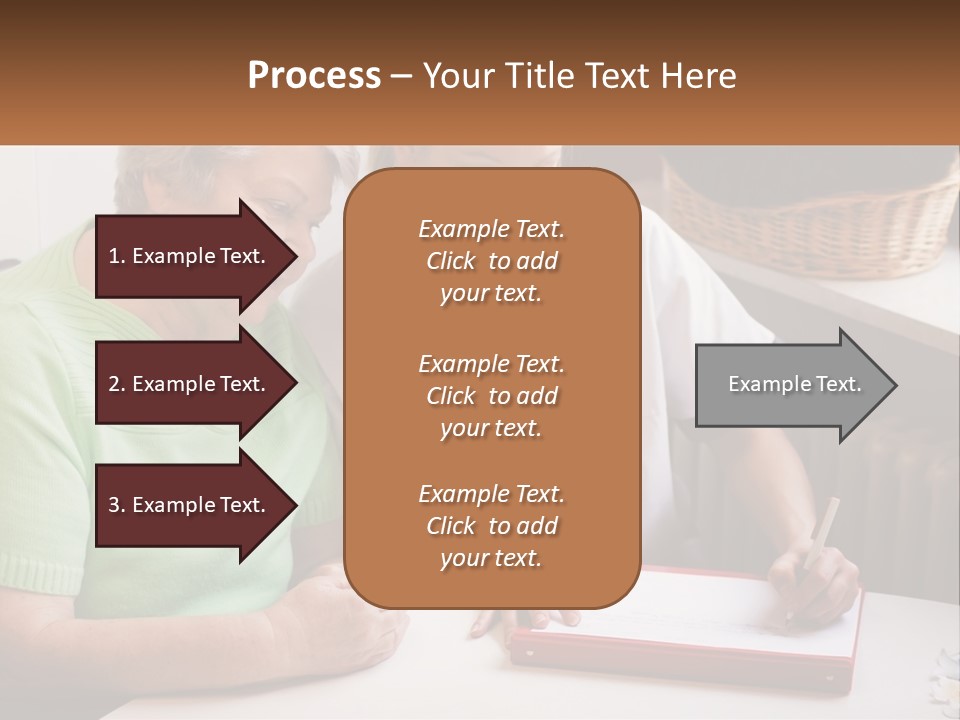 A Woman Sitting Next To A Woman Who Is Writing On A Piece Of Paper PowerPoint Template