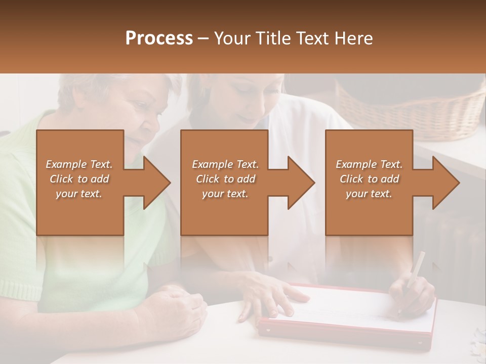 A Woman Sitting Next To A Woman Who Is Writing On A Piece Of Paper PowerPoint Template
