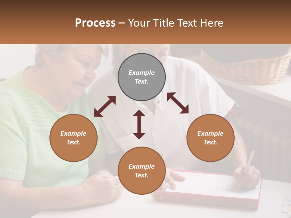 A Woman Sitting Next To A Woman Who Is Writing On A Piece Of Paper PowerPoint Template