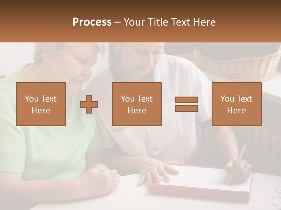 A Woman Sitting Next To A Woman Who Is Writing On A Piece Of Paper PowerPoint Template