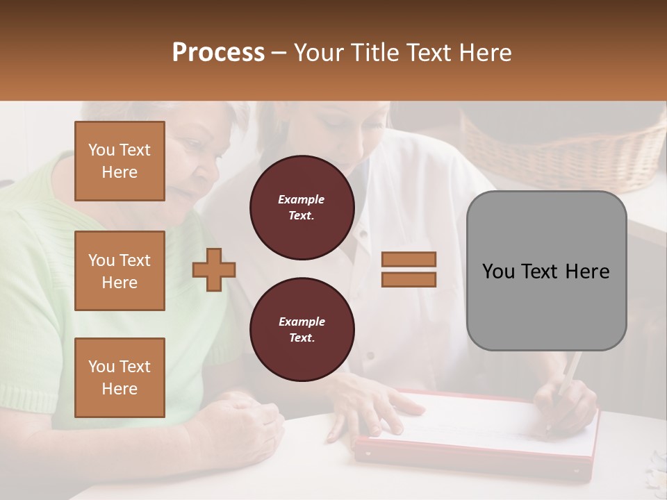 A Woman Sitting Next To A Woman Who Is Writing On A Piece Of Paper PowerPoint Template