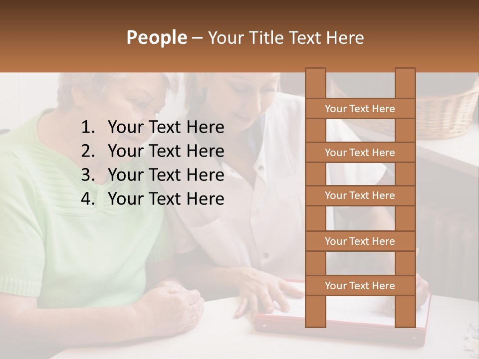 A Woman Sitting Next To A Woman Who Is Writing On A Piece Of Paper PowerPoint Template