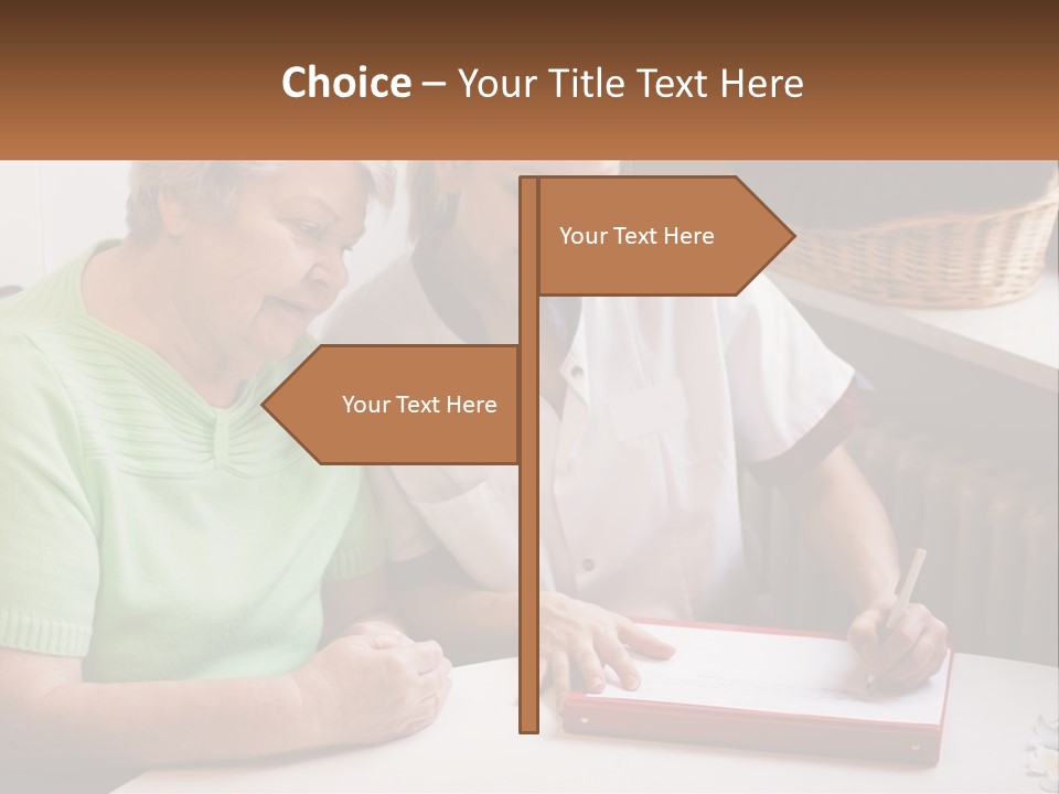 A Woman Sitting Next To A Woman Who Is Writing On A Piece Of Paper PowerPoint Template
