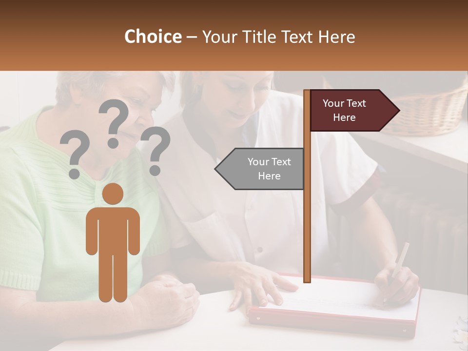 A Woman Sitting Next To A Woman Who Is Writing On A Piece Of Paper PowerPoint Template