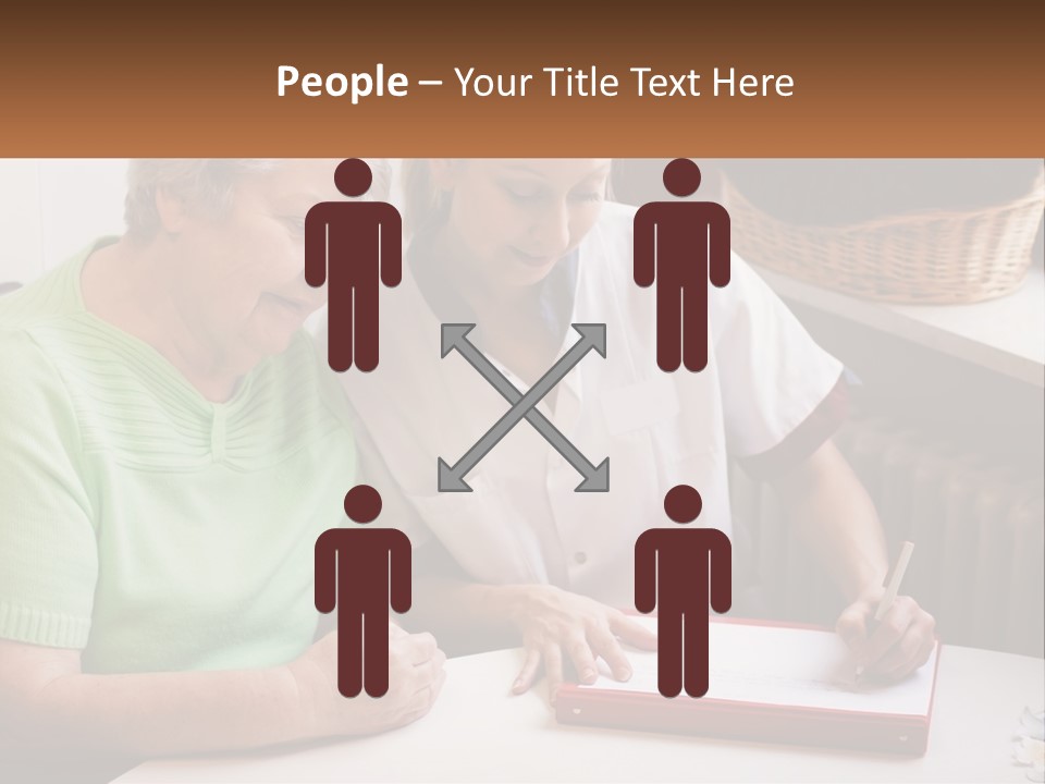 A Woman Sitting Next To A Woman Who Is Writing On A Piece Of Paper PowerPoint Template