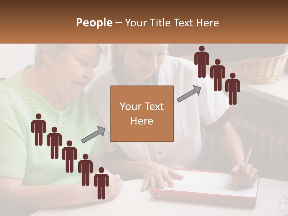 A Woman Sitting Next To A Woman Who Is Writing On A Piece Of Paper PowerPoint Template