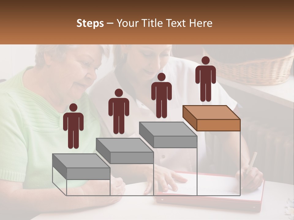 A Woman Sitting Next To A Woman Who Is Writing On A Piece Of Paper PowerPoint Template