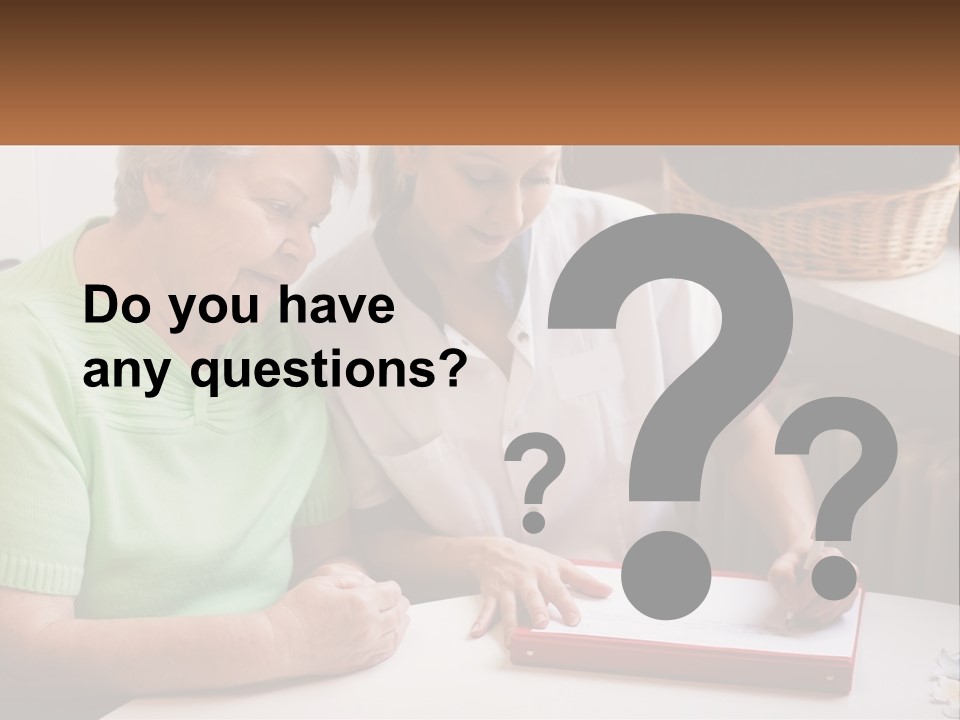 A Woman Sitting Next To A Woman Who Is Writing On A Piece Of Paper PowerPoint Template