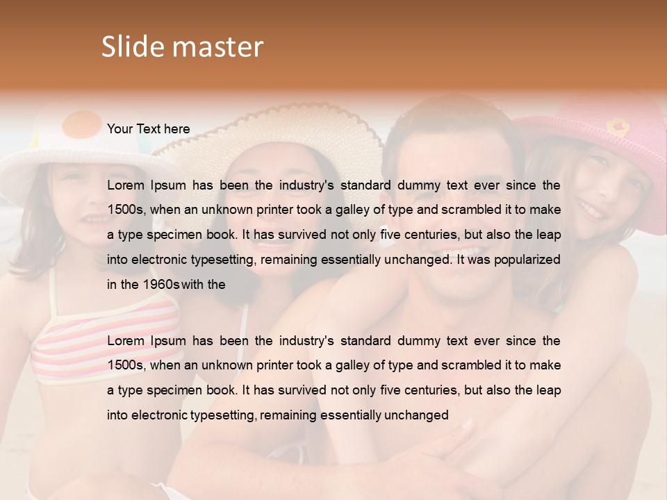 A Group Of People On The Beach With Hats On PowerPoint Template