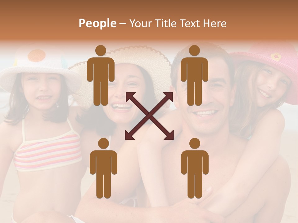 A Group Of People On The Beach With Hats On PowerPoint Template
