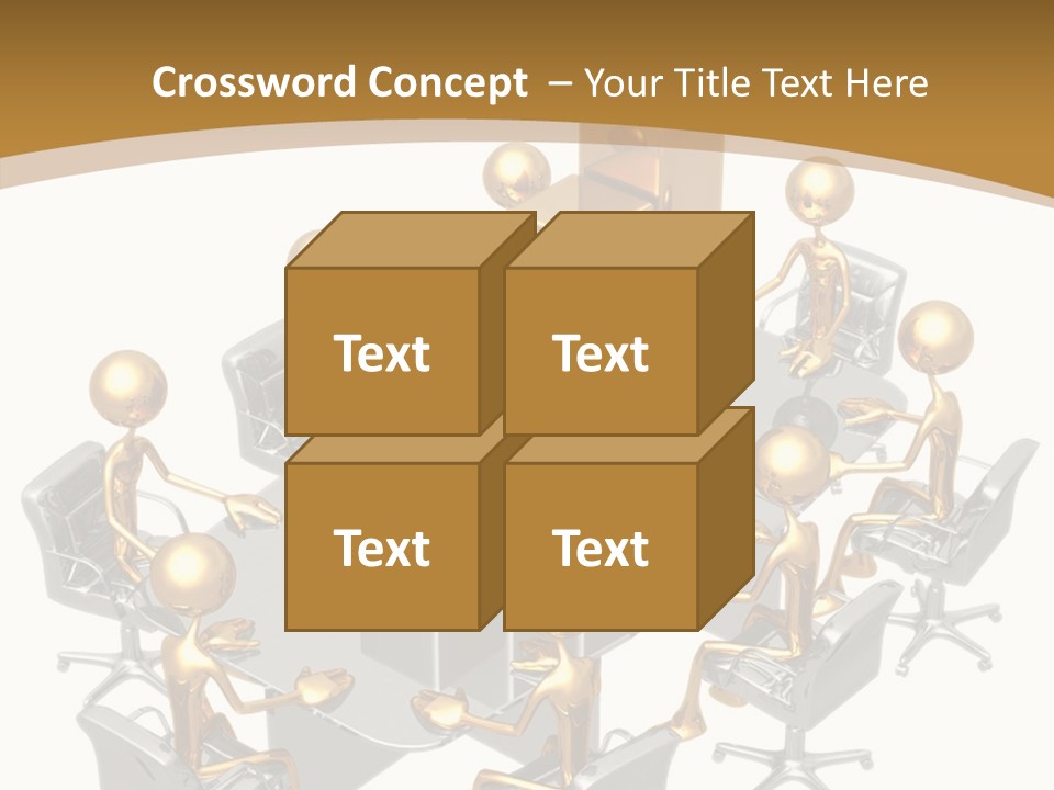 A Group Of Gold People Standing Around A Table PowerPoint Template