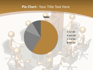 A Group Of Gold People Standing Around A Table PowerPoint Template