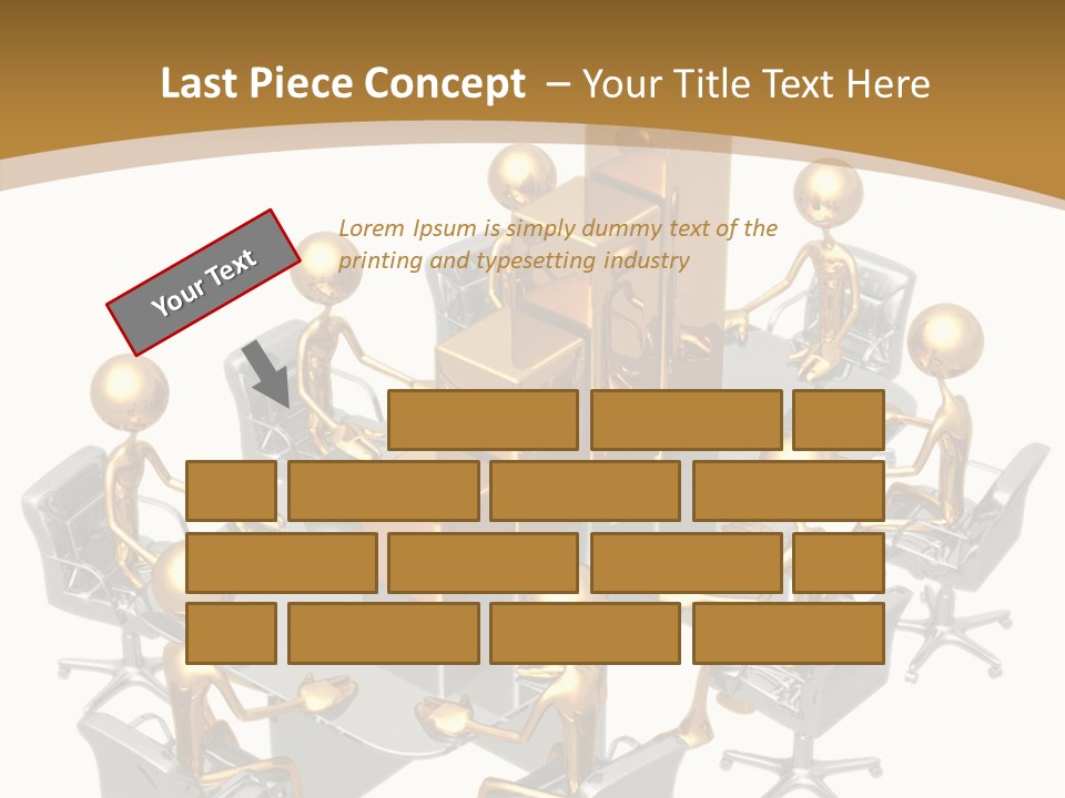 A Group Of Gold People Standing Around A Table PowerPoint Template
