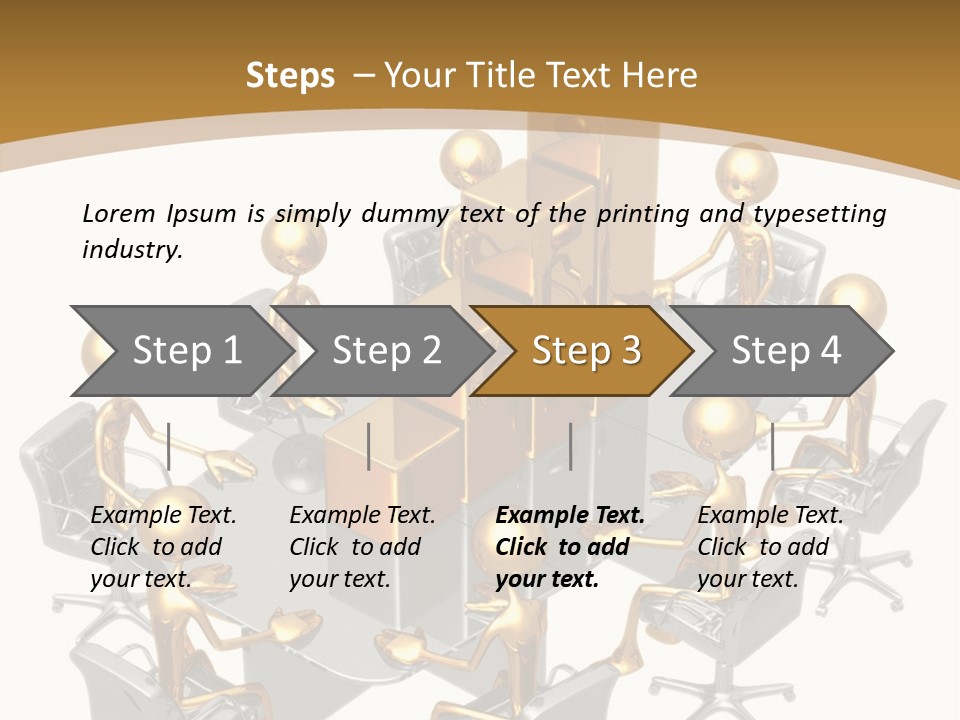 A Group Of Gold People Standing Around A Table PowerPoint Template