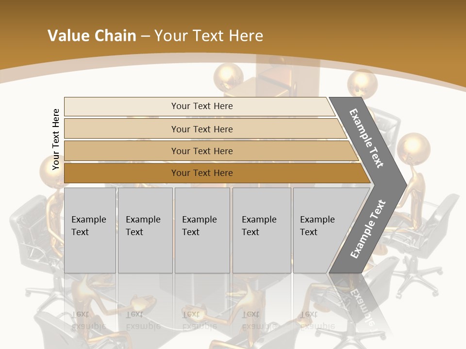 A Group Of Gold People Standing Around A Table PowerPoint Template