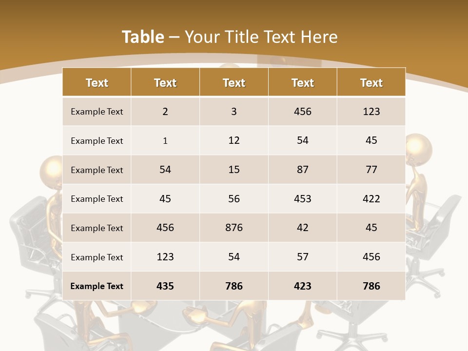 A Group Of Gold People Standing Around A Table PowerPoint Template