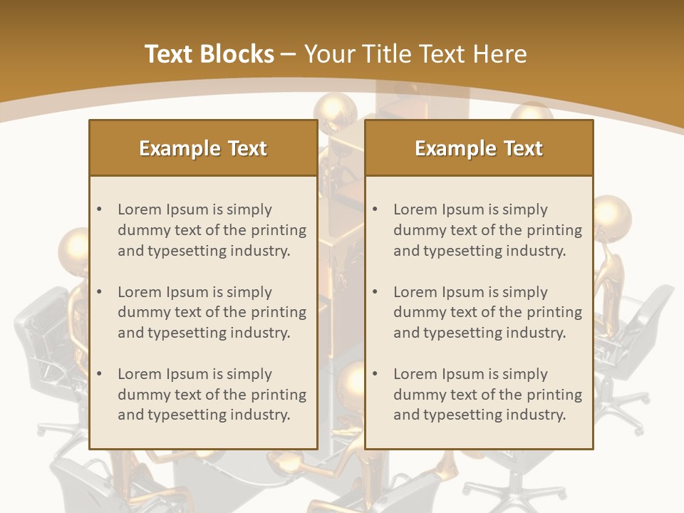 A Group Of Gold People Standing Around A Table PowerPoint Template