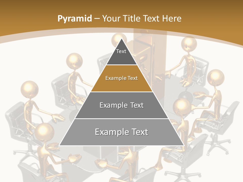 A Group Of Gold People Standing Around A Table PowerPoint Template