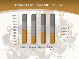 A Group Of Gold People Standing Around A Table PowerPoint Template